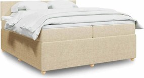 vidaXL Κρεβάτι Boxspring με Στρώμα Κρεμ 200x200 εκ. Υφασμάτινο
