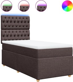 vidaXL Κρεβάτι Boxspring με Στρώμα Σκούρο Καφέ 100x200 εκ. Υφασμάτινο