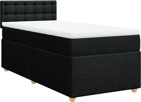 vidaXL Κρεβάτι Boxspring με Στρώμα Μαύρο 100 x 200 εκ. Υφασμάτινο