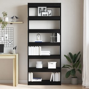 vidaXL Μαύρη Βιβλιοθήκη Μαύρη Ξύλο 80 x 30 x 198 εκ. Ραφιέρα