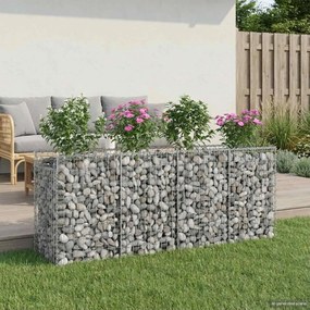 vidaXL Ανασηκωμένο κρεβάτι gabion 2 pcs Ασημί