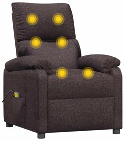 vidaXL Πολυθρόνα Μασάζ Σκούρο Καφέ Υφασμάτινη