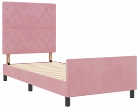 vidaXL Σκελετός Κρεβατιού με κεφαλάρι Ροζ 100 x 200 cm Βελούδο