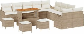 vidaXL Σετ Καναπέ Κήπου με μαξιλάρι 14 pcs Μπεζ και Κρέμα