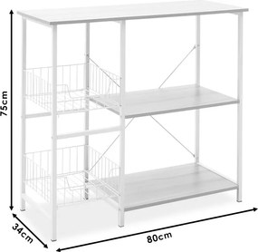 Επιδαπέδια ραφιέρα Noon pakoworld με MDF χρώμα φυσικό-λευκό 80x34x75εκ