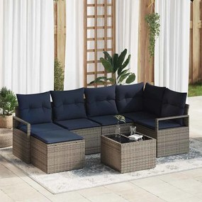 vidaXL Σετ Καναπέ με μαξιλάρι 7 pcs Γκρι συνθετικό ρατάν