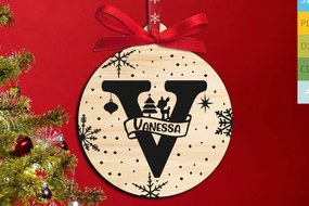 Σετ των 3 Intra απο ξύλο plywood 3mm-4mm πάχος Χριστουγεννιάτικο γράμμα V Μονόγραμμα Στολίδι Δίασταση 8x8 cm INTRAFABR-109517148