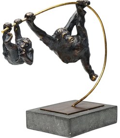 Επιτραπέζιο Διακοσμητικό Climbing Monkeys Γκρι/Χρυσό 38x15x32,5 εκ - Γκρι