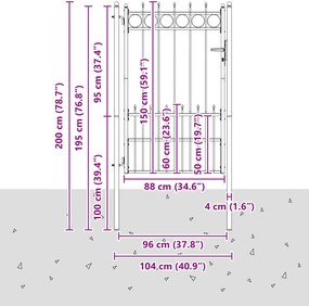 vidaXL Πύλη Φράχτη HORST Ατσάλι Μαύρο Κλειδώσιμο