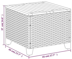 Τραπέζι Κήπου Μαύρο 45x45x37 εκ. Συνθετικό Ρατάν/Ξύλο Ακακίας - Μαύρο