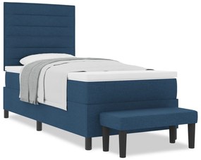 vidaXL Κρεβάτι με Σοφά και Στρώμα & Πάγκο Μπλε 90x200 εκ. Ύφασμα