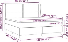 vidaXL Κρεβάτι Boxspring με Στρώμα Κρεμ 180x200 εκ. Υφασμάτινο