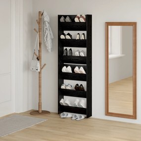 vidaXL Ντουλάπες παπουτσιών τοίχου 2 pcs Μαύρη δρυς 60 x 18 x 60 εκ