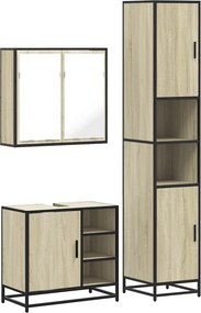 vidaXL Σετ Επίπλων Μπάνιου 3 Τεμαχίων Sonoma Δρυς Επεξεργασμένο Ξύλο