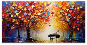 Πίνακας σε καμβά "Piano in Colorful Forest" Megapap ψηφιακής εκτύπωσης 120x60x3εκ.