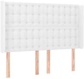 vidaXL Κεφαλάρι Κρεβατιού LED Λευκό 147x16x118/128 εκ. Συνθετ. Δέρμα