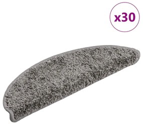 vidaXL Πατάκια Σκαλιών 30 τεμ. Γκρι Ημίστρογγυλά 56x17x3 εκ.