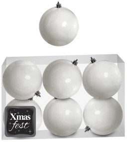 Μπάλες λευκές πακ=6τεμ φ10 Φ10cm Xmasfest 1133549 93-3529