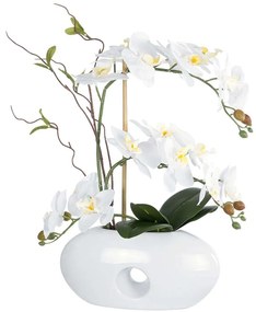 Τεχνητό Φυτό Σε Κασπώ Orchid 21125 40x20x42cm White GloboStar Πηλός,Ύφασμα