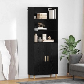 Highboard Μαύρη Οξυά 69,5 x 34 x 180 εκ. Επεξεργασμένο ξύλο