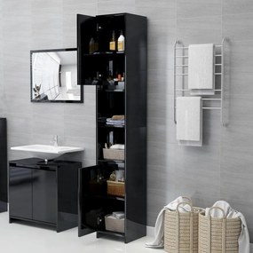 vidaXL Στήλη Μπάνιου Γυαλιστερό Μαύρο 30 x 30 x 183,5 εκ. Μοριοσανίδα
