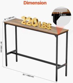 VEVOR Bar Table Height Pub Table Cocktail Counter Kitchen Dining 55x15x39 in