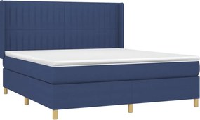 vidaXL Κρεβάτι Boxspring με Στρώμα &amp; LED Μπλε 180x200 εκ. Υφασμάτινο