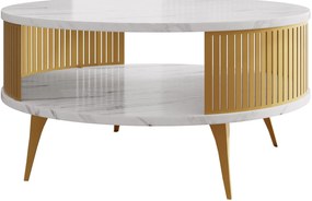 Τραπεζάκι σαλονιού Roenni-Λευκό Μάρμαρο - Χρυσό