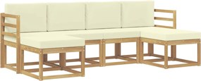 vidaXL Σειρά Καναπέ Εξωτερικού 6 pcs Φυσικό και Κρέμα Πολυεστέρας