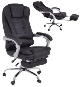 BF9700 Relax Πολυθρόνα Γραφείου Διευθυντή, με Υποπόδιο, Βάση Χρώμιο,PU Μαύρο 67x72x120/128cm ΕΟ573,1