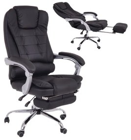 BF9700 Relax Πολυθρόνα Γραφείου Διευθυντή, με Υποπόδιο, Βάση Χρώμιο,PU Μαύρο  67x72x120/128cm [-Μαύρο-] [-PU - PVC - Bonded Leather-] ΕΟ573,1