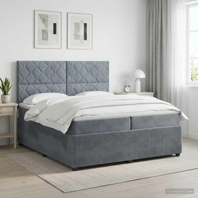 vidaXL Κρεβάτι box spring με στρώμα Σκούρο Γκρι 200 x 200 cm Βελούδο