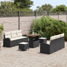 vidaXL Σετ Καναπέ Κήπου με μαξιλάρι 9 pcs Μαύρο, Κρέμα 90 x 55 x 71 cm