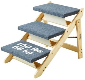VEVOR  Wooden Pet Stairs/Pet Step with 3 Steps 2-in-1 Foldable Dog Stair 150 lbs