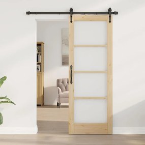 vidaXL Συρόμενη Πόρτα Καφέ 73.5 x 198.5 εκ. Ξύλο και μέταλλο