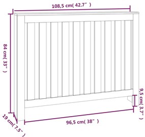 vidaXL Κάλυμμα Καλοριφέρ Μαύρο 108,5x19x84 εκ. από Μασίφ Ξύλο Πεύκου