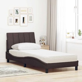 vidaXL Κρεβάτι με Στρώμα Σκούρο Καφέ 80x200 εκ. Υφασμάτινο