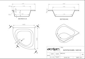 Acrilan Isabel - Γωνιακή Μπανιέρα 145 x 145 εκ. - Maxxcoat