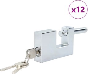 vidaXL Λουκέτο 12 τεμ. Ασημί Ατσάλι