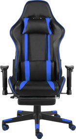 vidaXL Καρέκλα Gaming Περιστρεφόμενη με Υποπόδιο Μπλε PVC