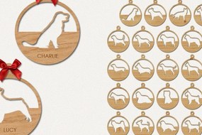 Σετ των 3 Intra απο ξύλο plywood 3mm-4mm πάχος Χριστουγεννιάτικα στολίδια για σκύλους Δίασταση 8x8 cm INTRAFABR-43921805