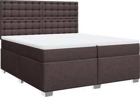 vidaXL Κρεβάτι Boxspring με Στρώμα Σκούρο Καφέ 200x200 εκ. Υφασμάτινο