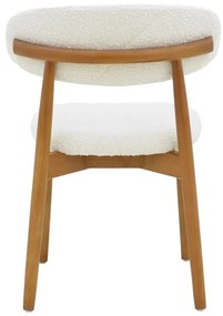 Καρέκλα Τραπεζαρίας Ubene Rubberwood Kαρυδί - Mπουκλέ Ύφασμα Λευκό 51x56x79εκ. 2αδα 51x56x79 εκ.