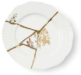 Πιάτο Γλυκού Kintsugi 09602 Φ21x2,8cm Multi Seletti Πορσελάνη