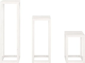 vidaXL Σετ Βάση Φυτών 3 Τεμαχίων από Λευκό Μασίφ Ξύλο Πεύκου