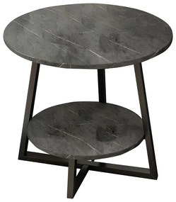 Τραπέζι σαλονιού Rota MDF ανθρακί μαρμάρου-μαύρο Φ60x60cm - MDF - 072-000061