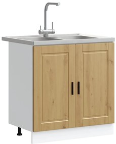 vidaXL Βάση νιπτήρα 2 pcs Καφέ 80 x 46 x 84.5 εκ. Επεξεργασμένο ξύλο