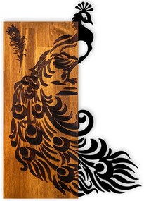 Διακοσμητικό Τοίχου Peacock 899SKL2679 47x3x65cm Walnut-Black Wallity Μέταλλο,Ξύλο