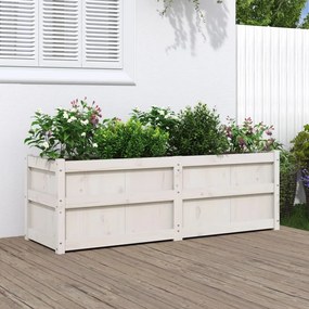 vidaXL Ζαρντινιέρα Λευκή 150 x 50 x 50 εκ. από Μασίφ Ξύλο Πεύκου