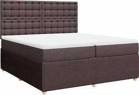 vidaXL Κρεβάτι Boxspring με Στρώμα Σκούρο Καφέ 200x200 εκ. Υφασμάτινο